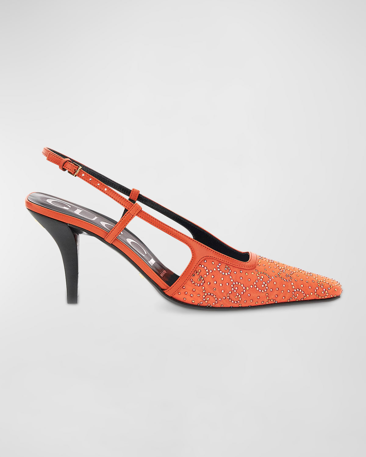 Gucci Women's Tom Crystal-embellished Slingback Heels In Deep Orange