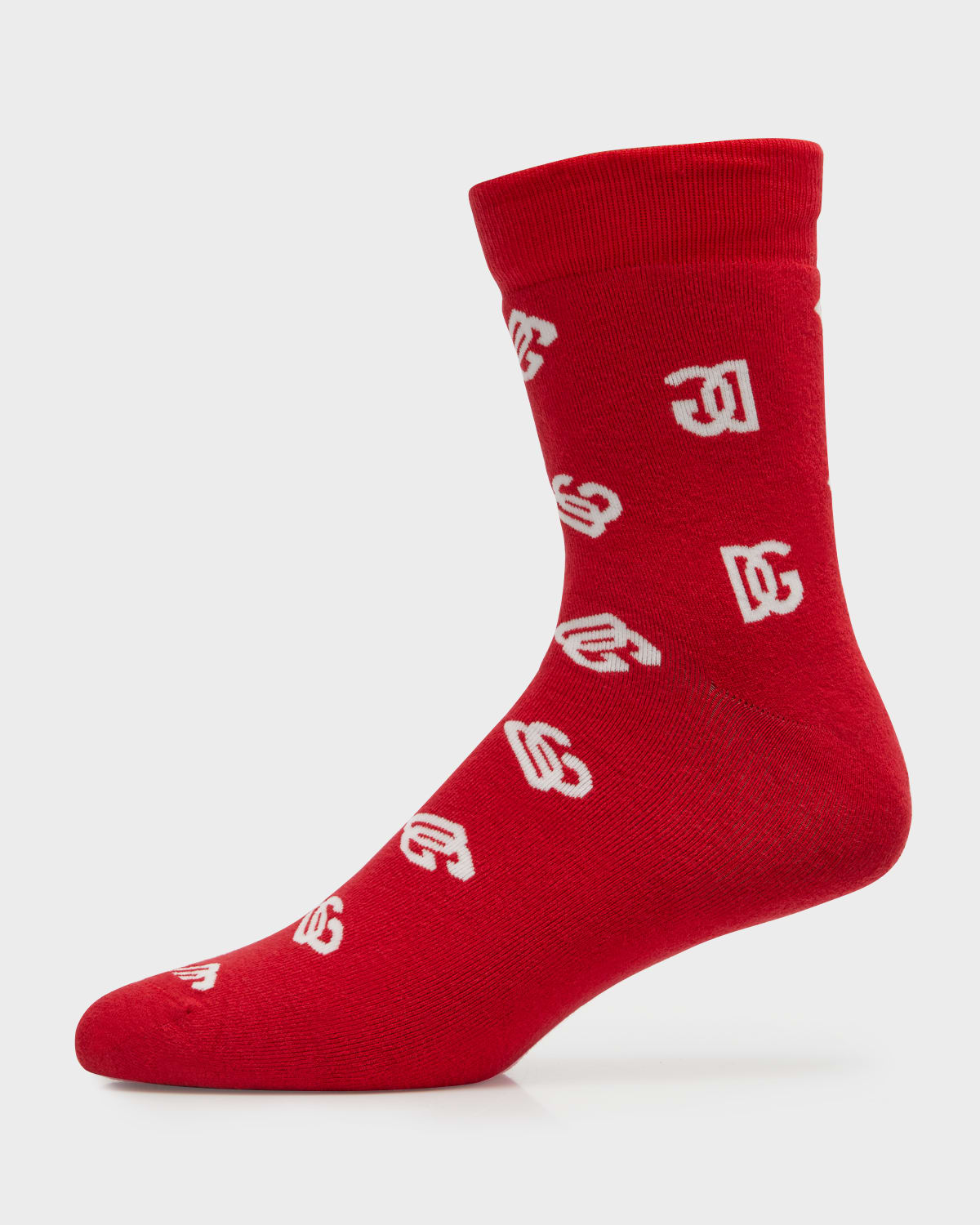 Dolce & Gabbana Men's Dg-monogram Crew Socks In Red