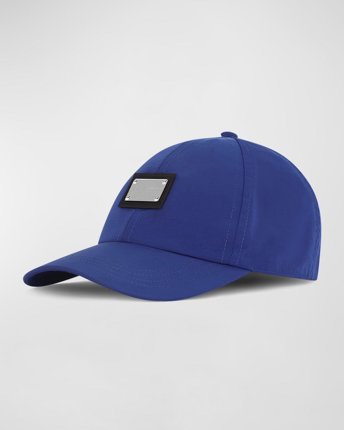 Shop Dolce & Gabbana Men's Logo Plaqué Nylon Baseball Cap In Bright Blu