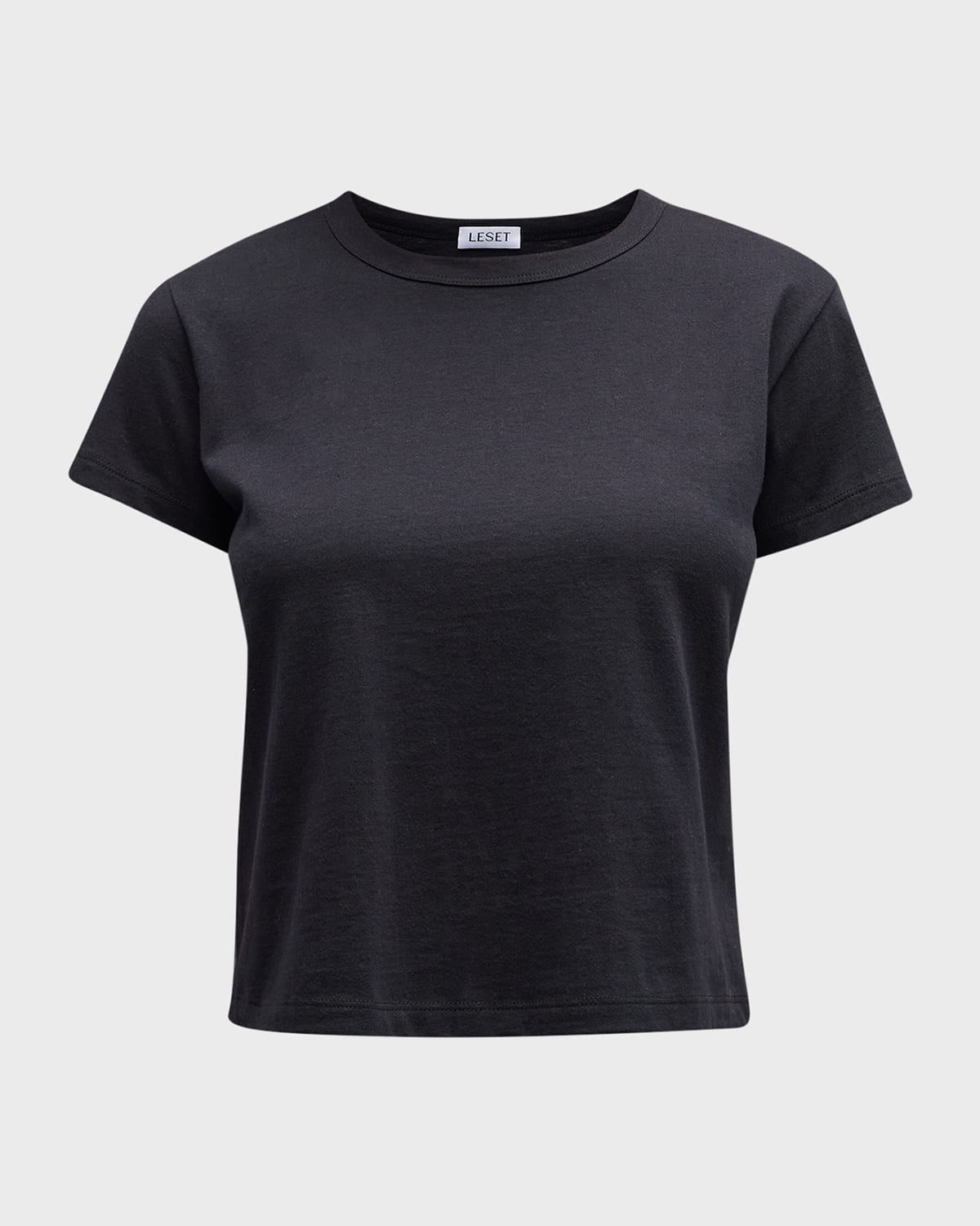 Leset Margo Short-sleeve Cotton Crewneck Tee In Black