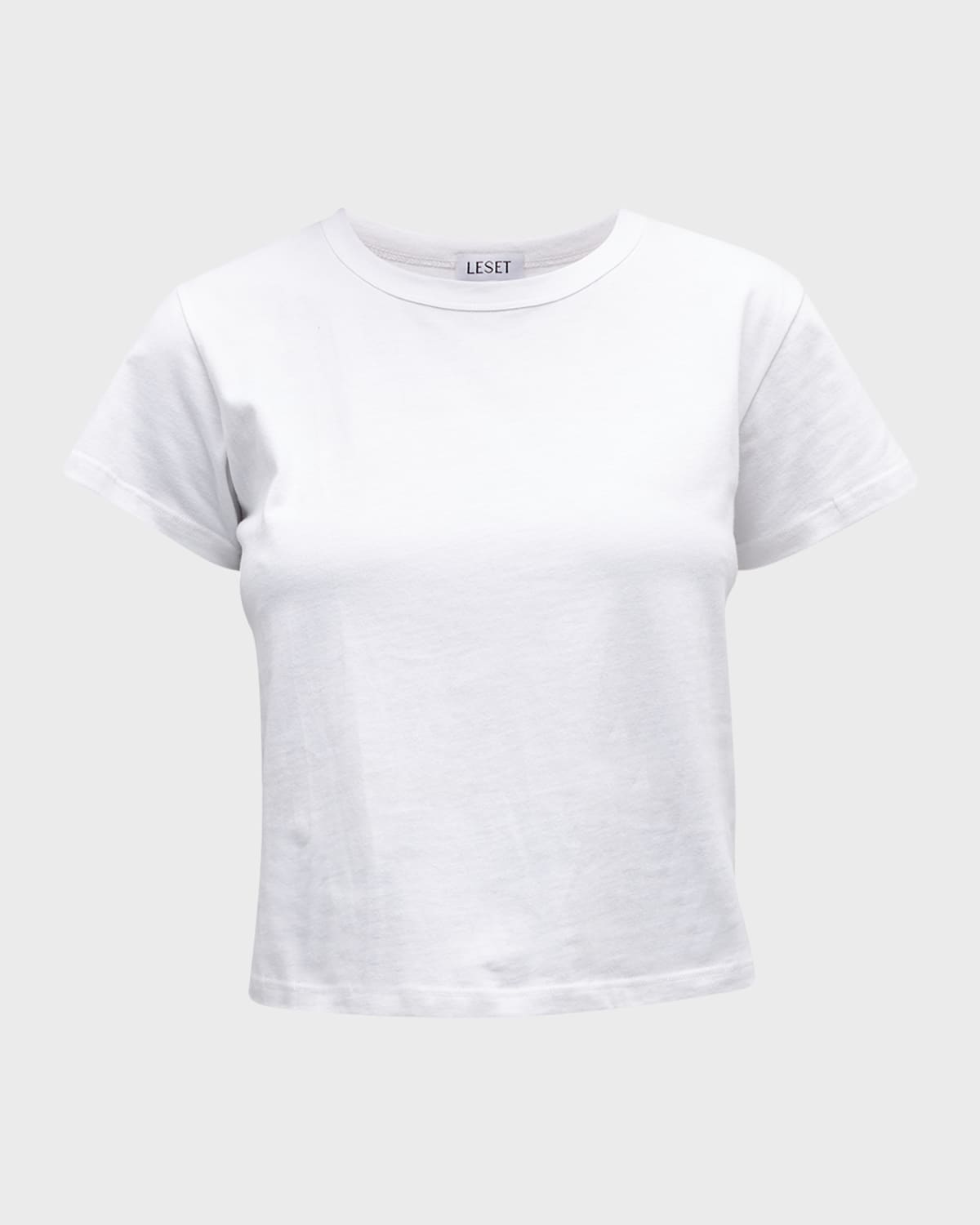 Leset Margo Short-sleeve Cotton Crewneck Tee In White