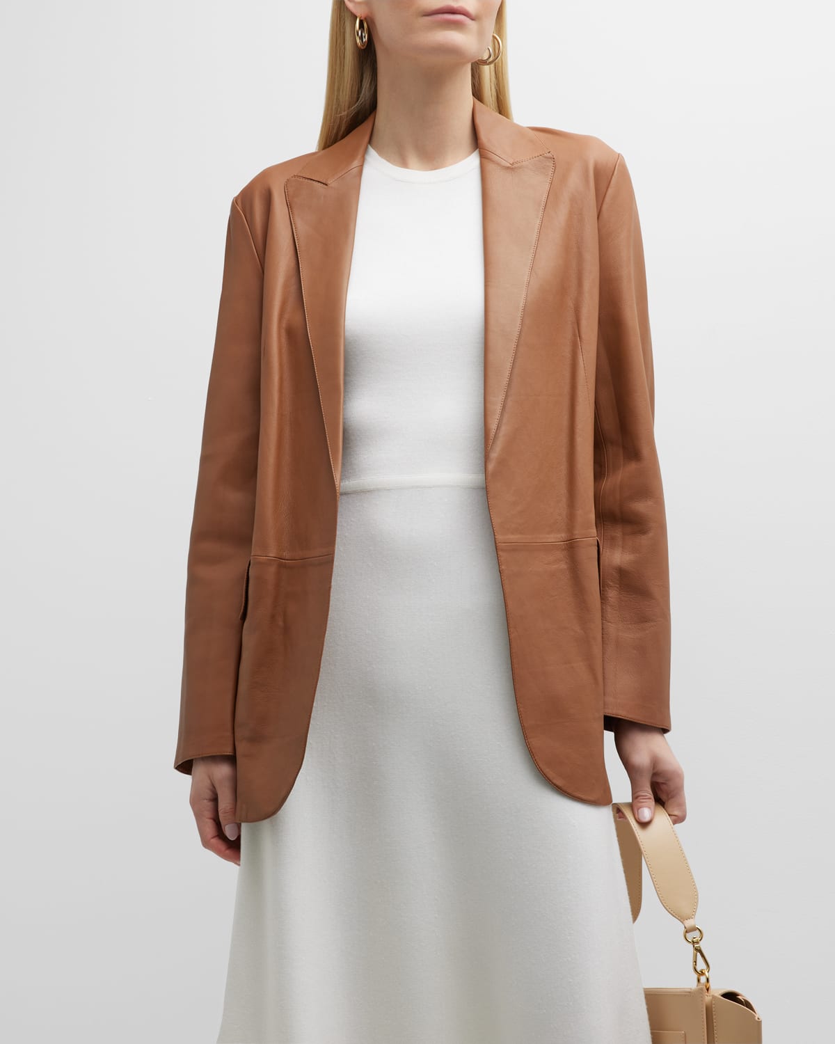 Theory Relaxed Nappa Leather Blazer In Chnt