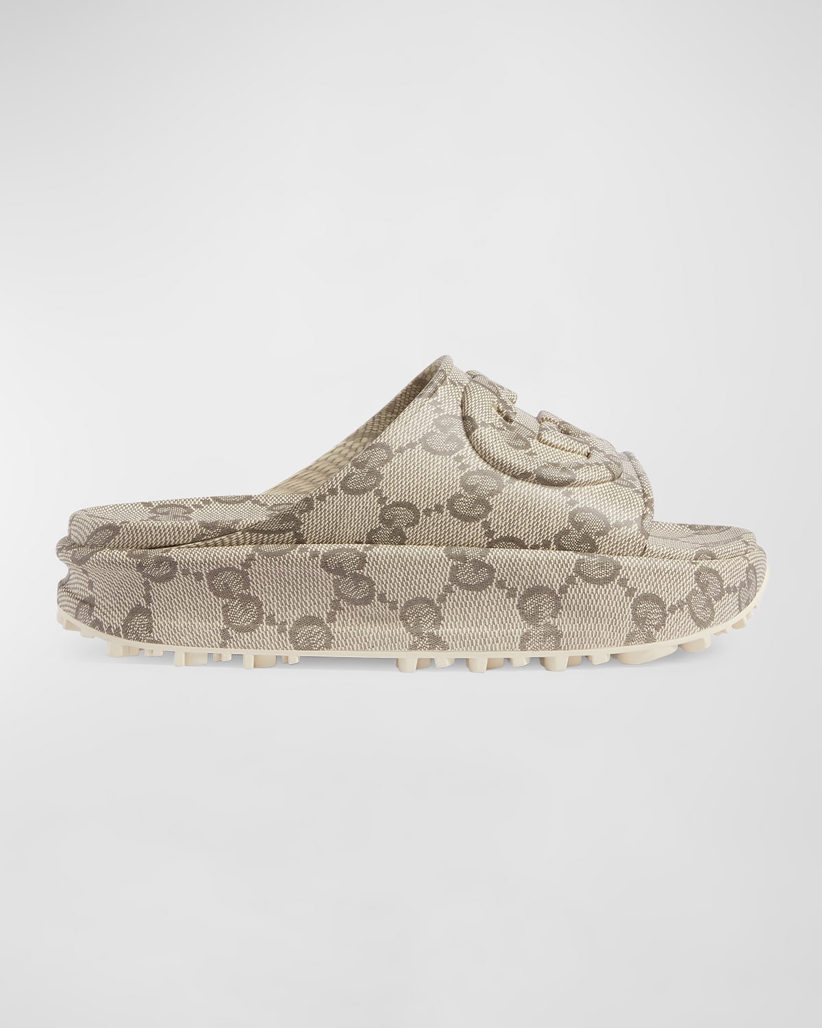 Shop Gucci Men's Interlocking G Rubber Slide Sandals In Beige