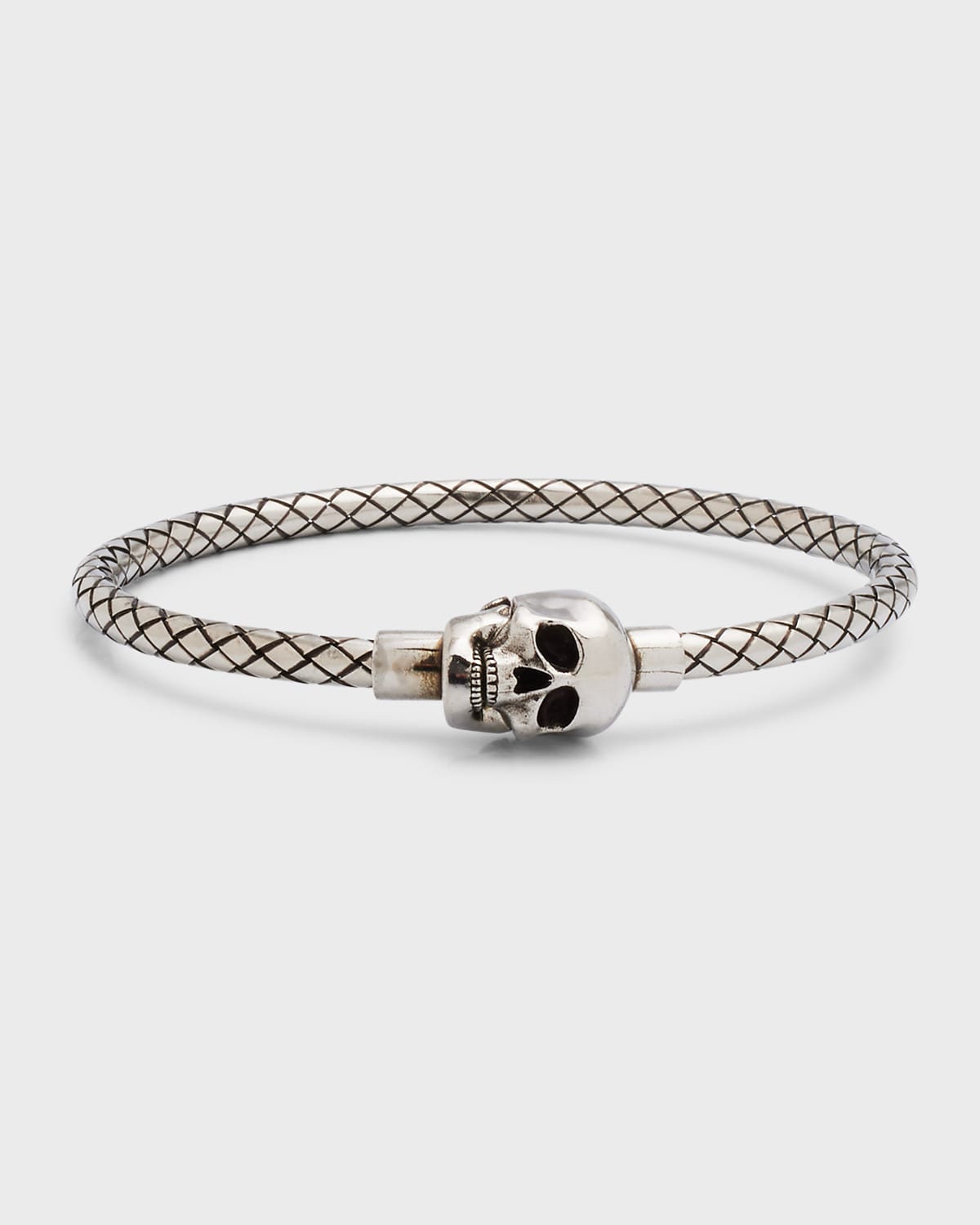 Shop Alexander Mcqueen Men's Metal Cord Skull Bracelet In Mcq0911sil.v.b An