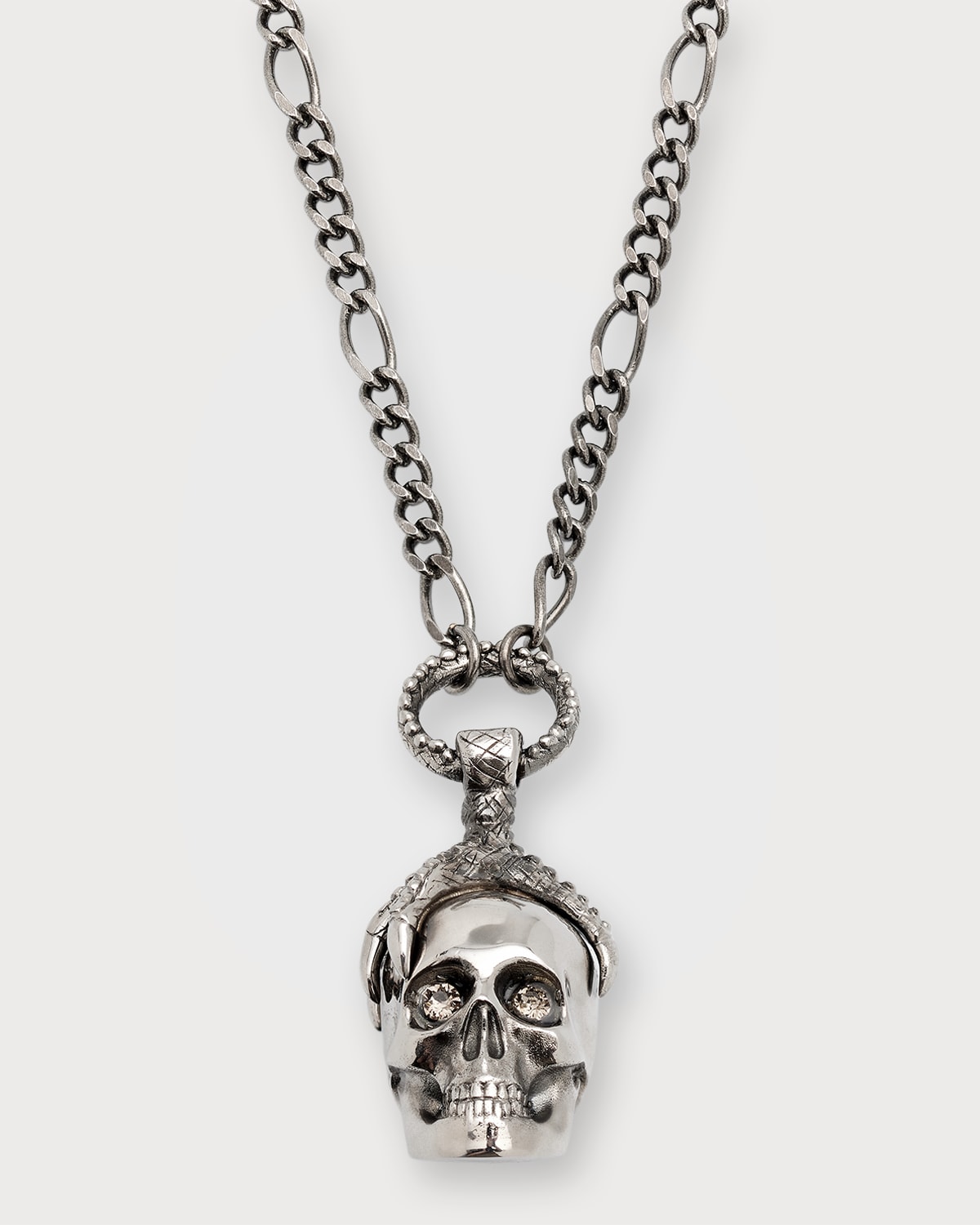 Alexander Mcqueen Men's Victorian Skull Pendant Necklace With Swarovski® Crystals In Silver