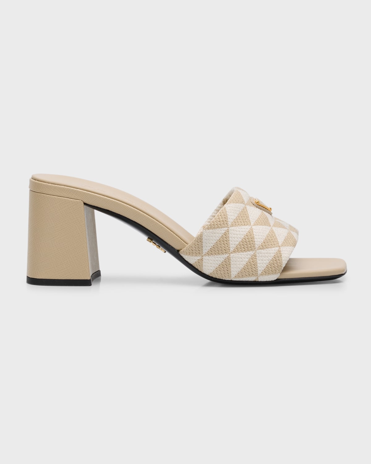 Prada Triangolo Jacquard Flat Slide Sandals