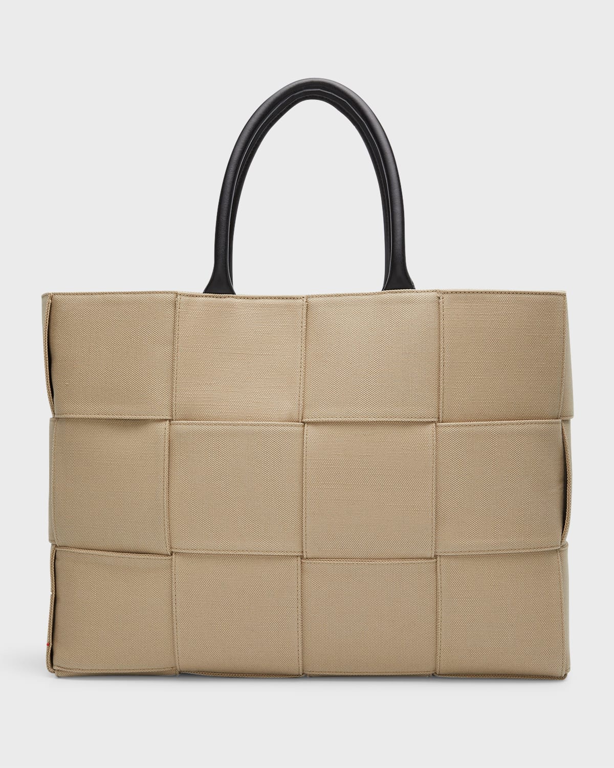 Shop Bottega Veneta Men's Arco Canvas Tote Bag In Trufle Ele