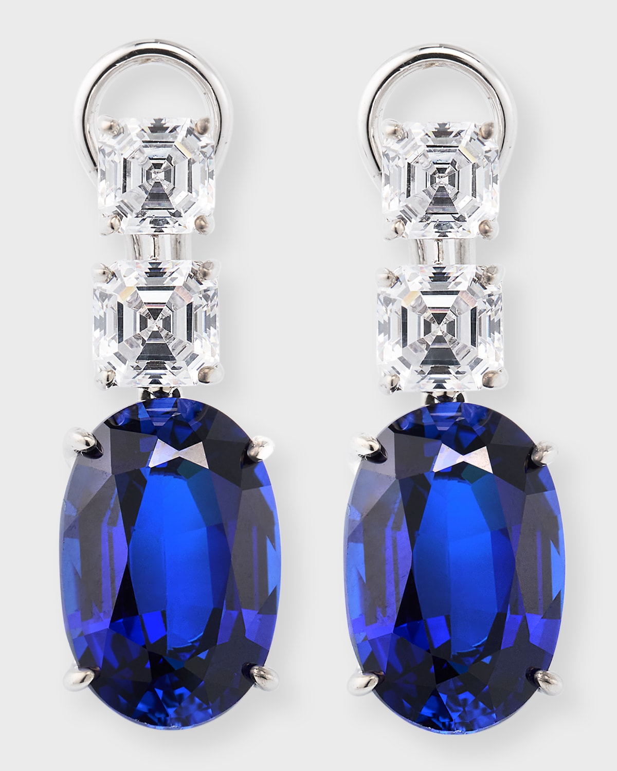 Double Square Earrings with Oval Drops