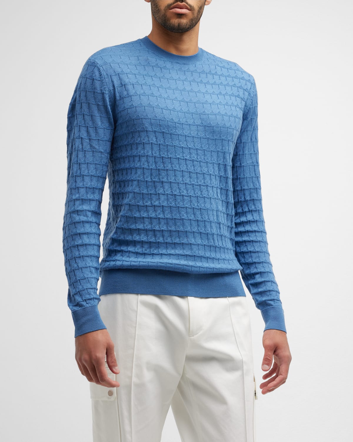 Emporio Armani Men's Wool Textured Crewneck Sweater