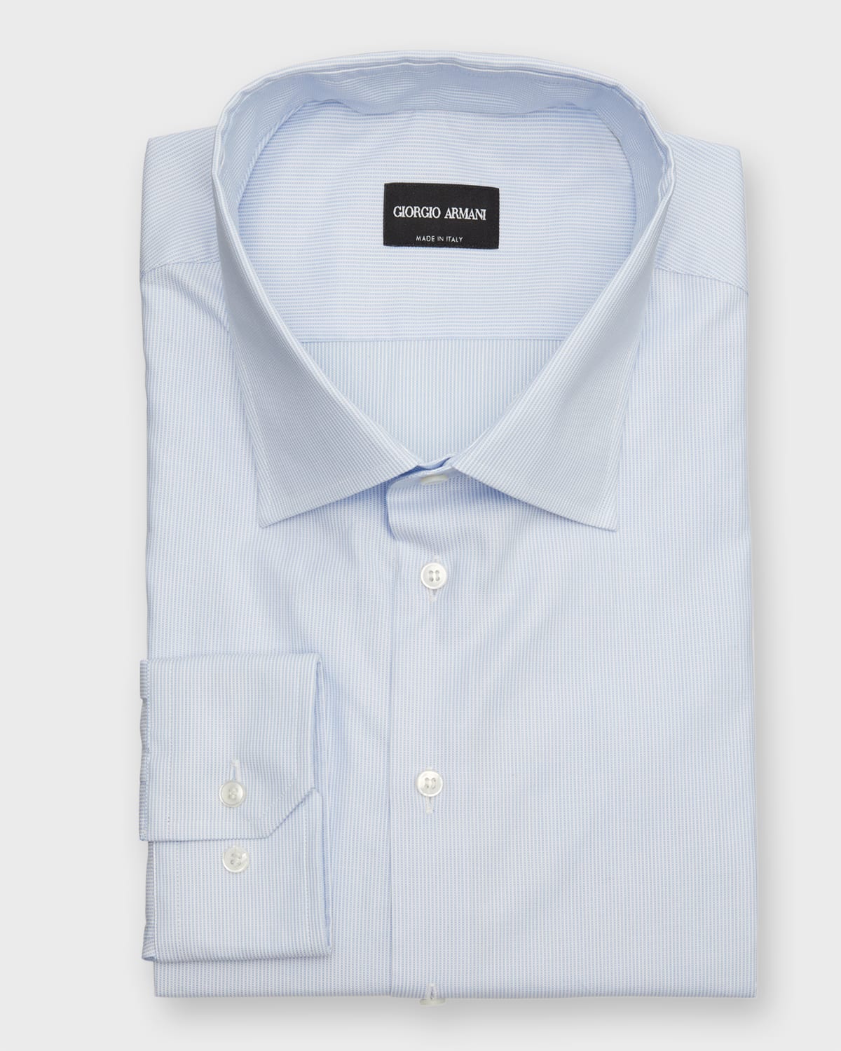 Giorgio Armani Cotton Striped Shirt In Solid Medium Beig