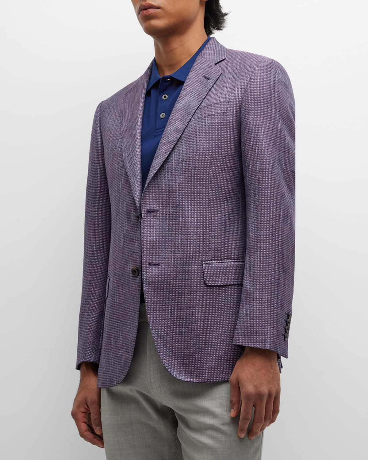 Emporio Armani Men's Textured Wool Sport Coat In Purple | ModeSens