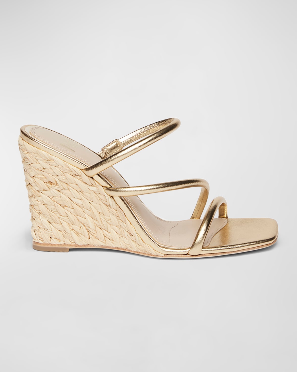 Paige Stacey Metallic Three-band Wedge Espadrilles In Gold