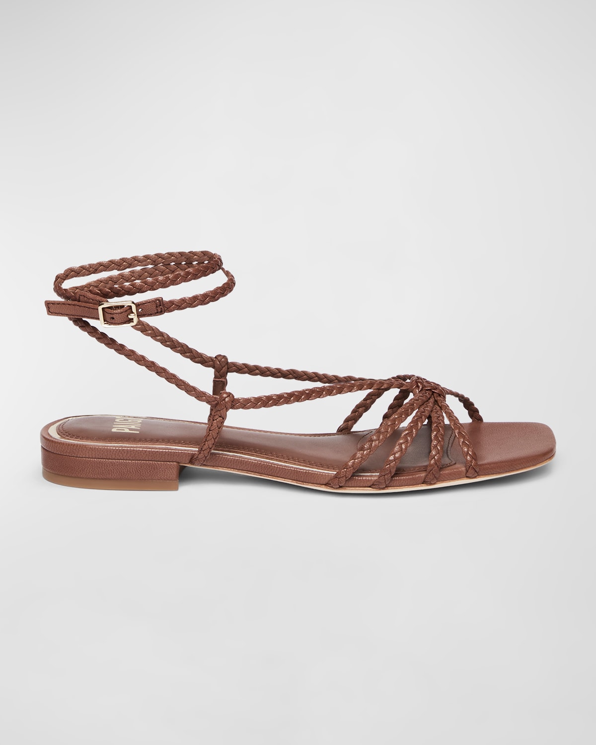 PAIGE DEANNA BRAIDED ANKLE-STRAP FLAT SANDALS