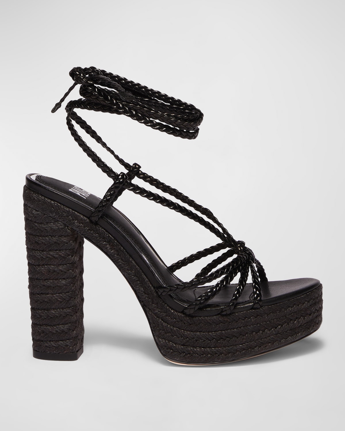 Braided Ankle-Wrap Platform Espadrilles