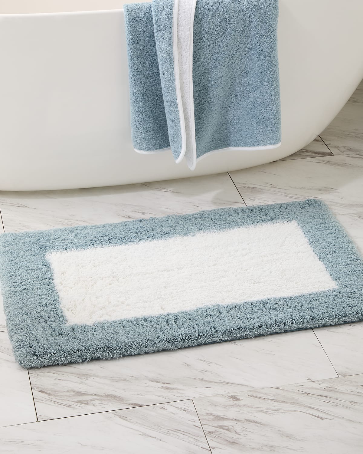 Shop Graccioza Bicolor Bath Rug, 39" X 24" In Seamist/white