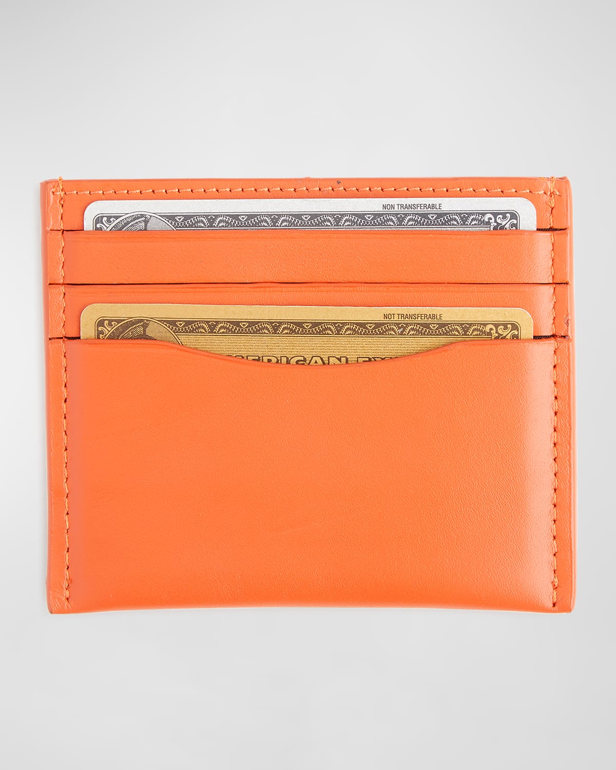Royce New York Personalized Leather Rfid-blocking Minimalist Card Case In Orange