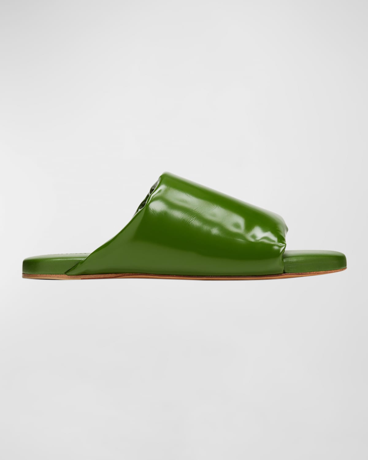 Bottega Veneta Men's Latex Slide Sandals In Loden