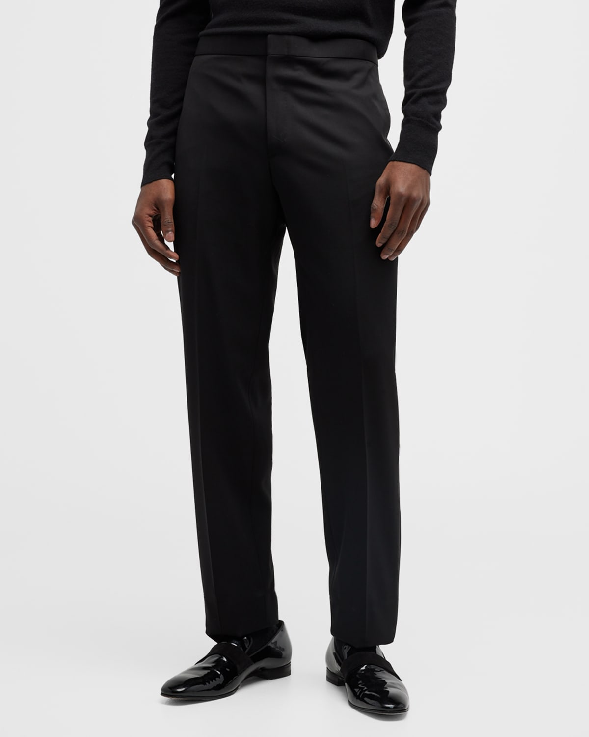 Brioni Men's Solid Formal Trousers In Black