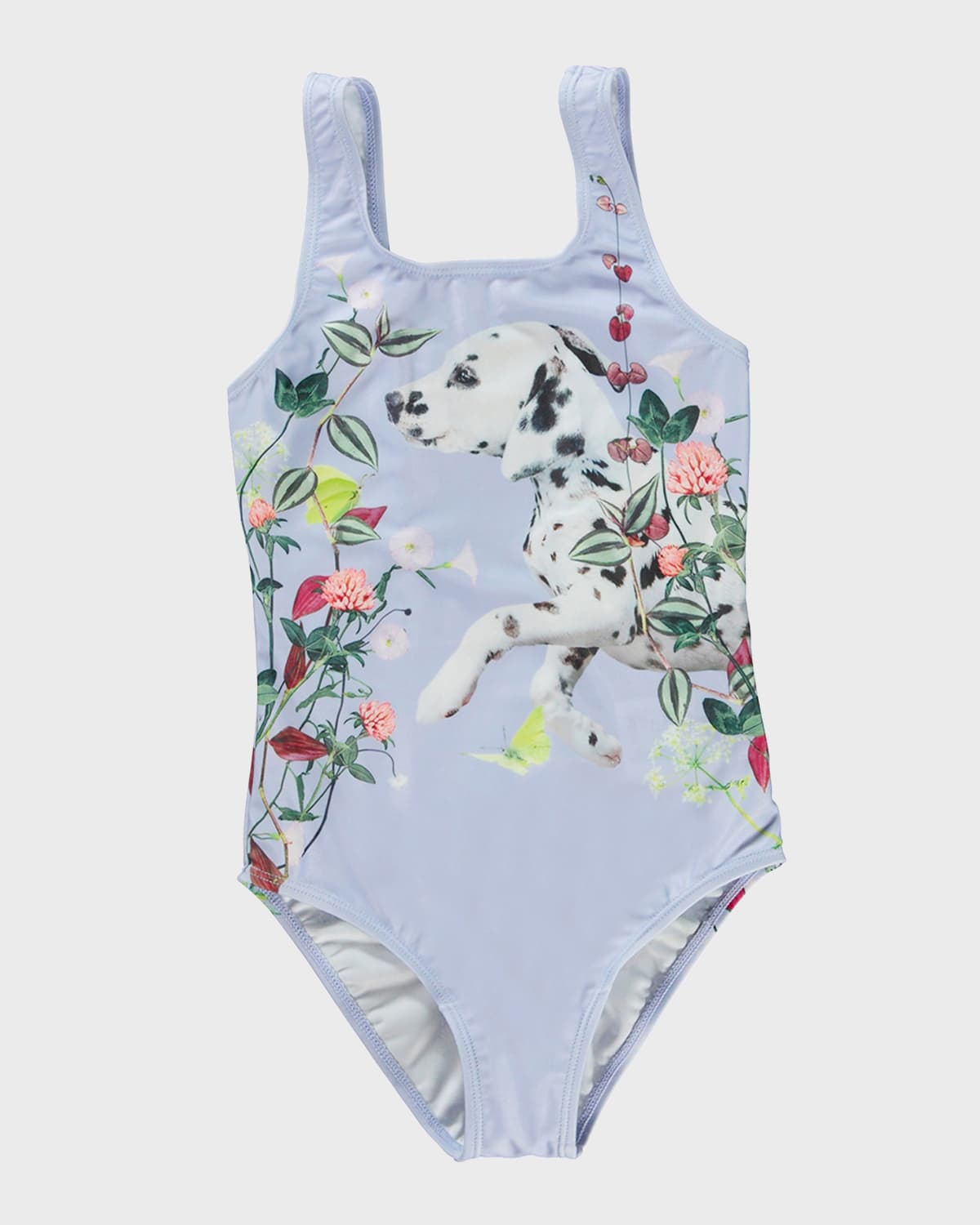 Molo Kids' Girl's Nika Printed One-piece Swimsuit In Dalmatian