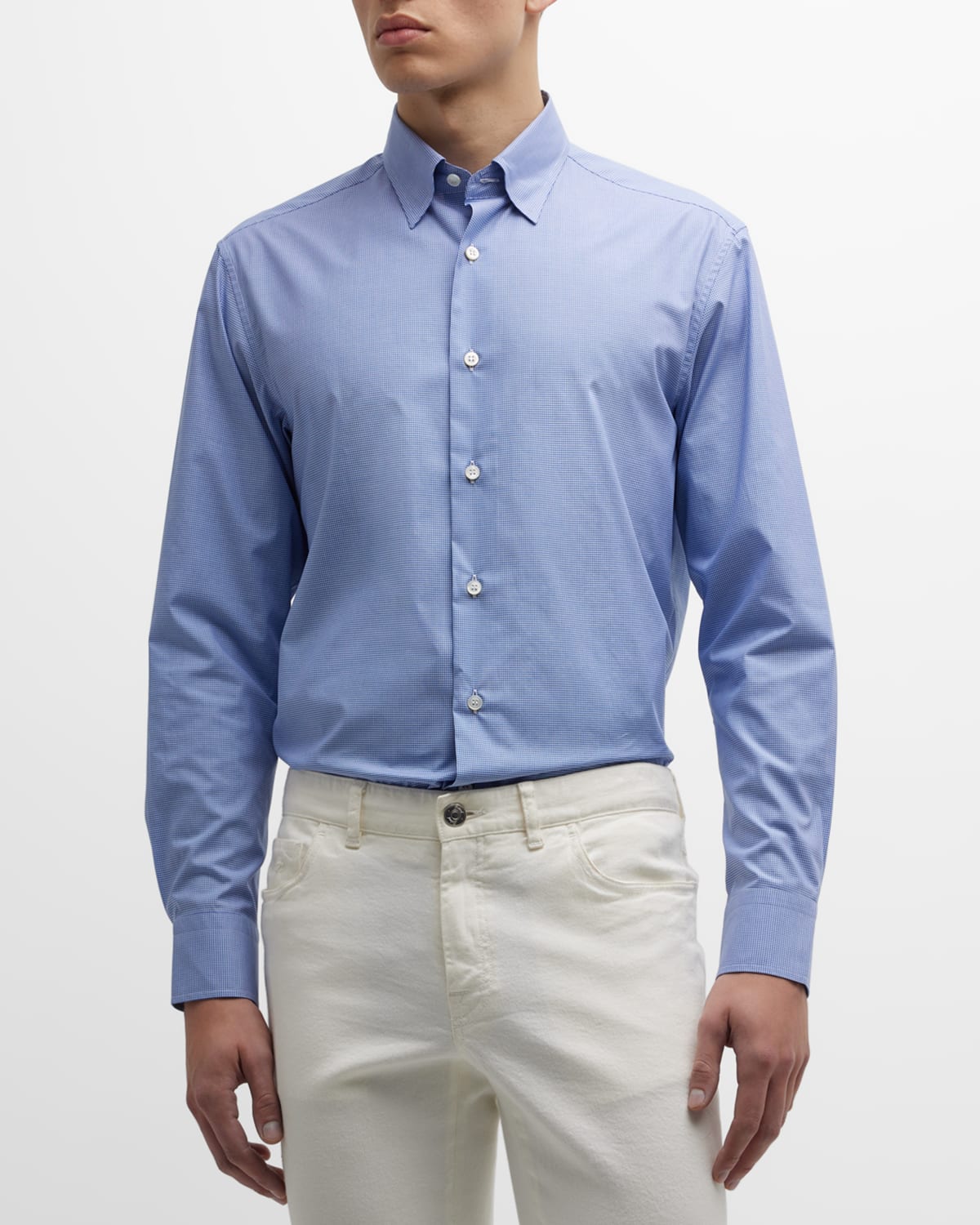 Men's Micro-Plaid Cotton Sport Shirt