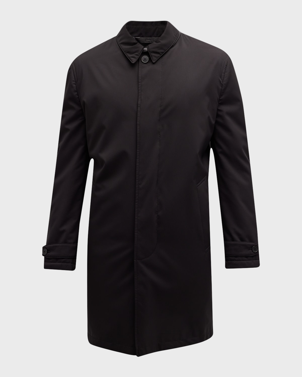 Brioni Men's Amaranth Wool Navy Blue Top Coat In Black