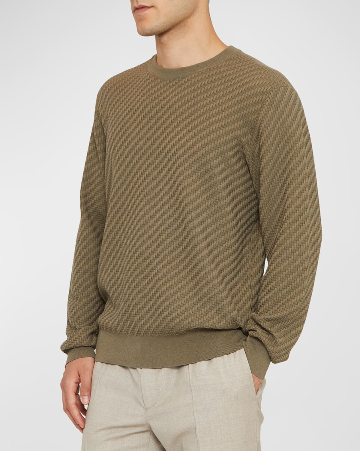 Men's Basketweave Crew Sweater