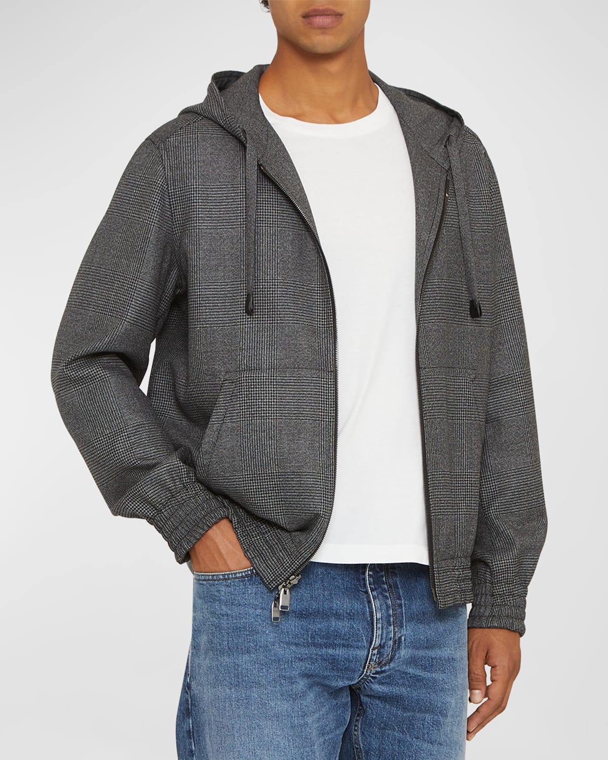 Men's Glen Plaid Hooded Blouson Jacket