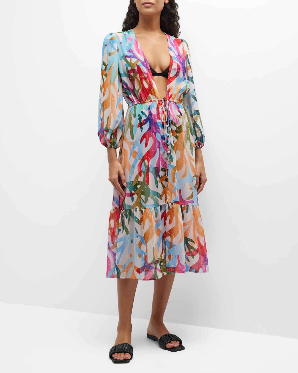 Milly Fiona Under The Sea Caftan Coverup In Rainbow Multi