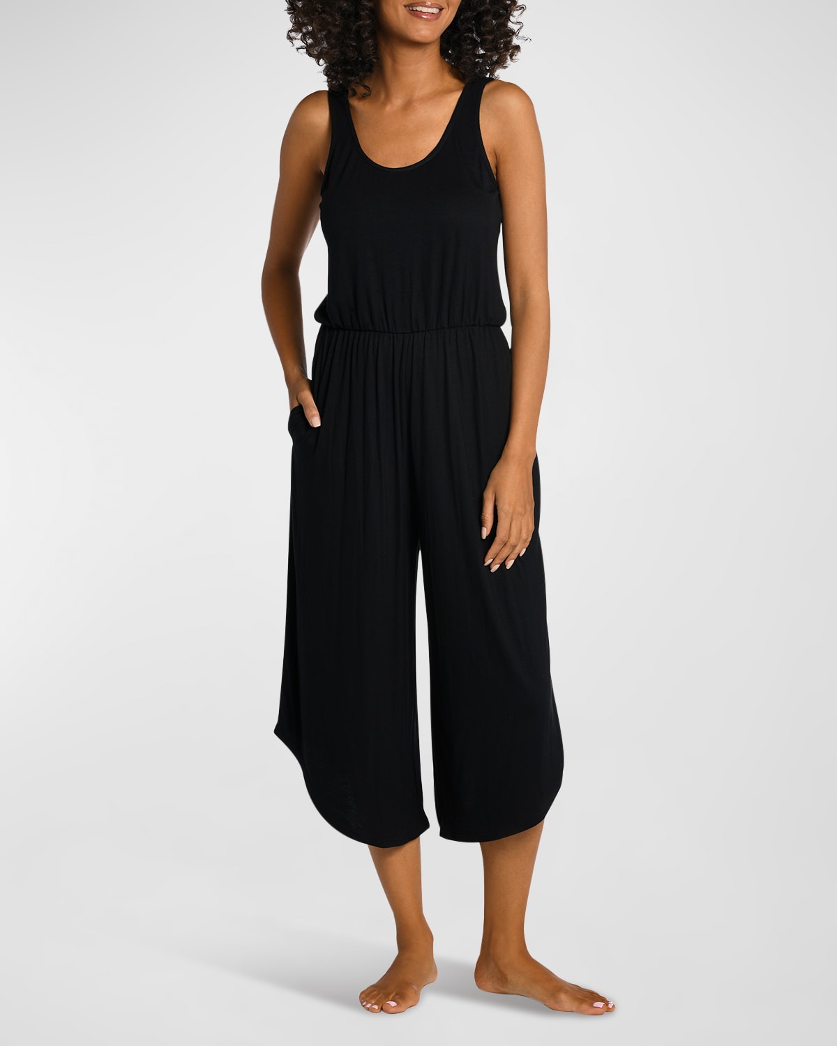 Shop La Blanca Draped Tank Wide-leg Jumpsuit In Black