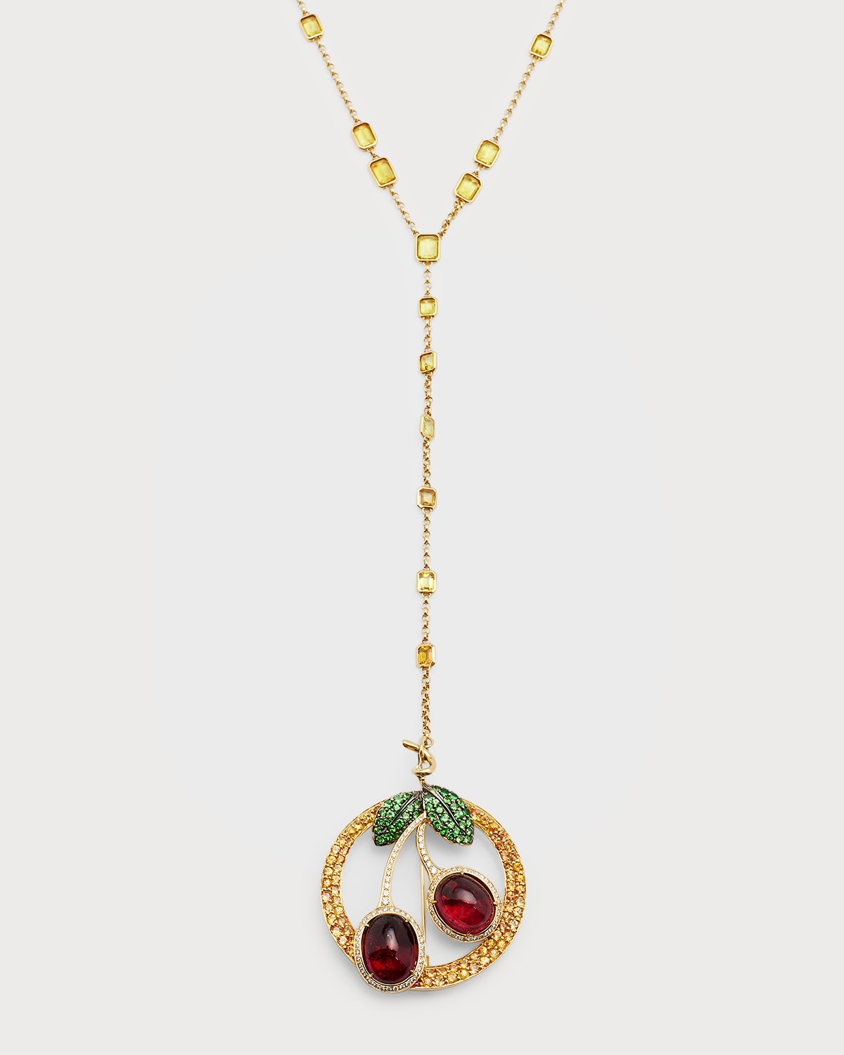 18K Yellow Gold Diamond and Multi-Stone Pendant Necklace