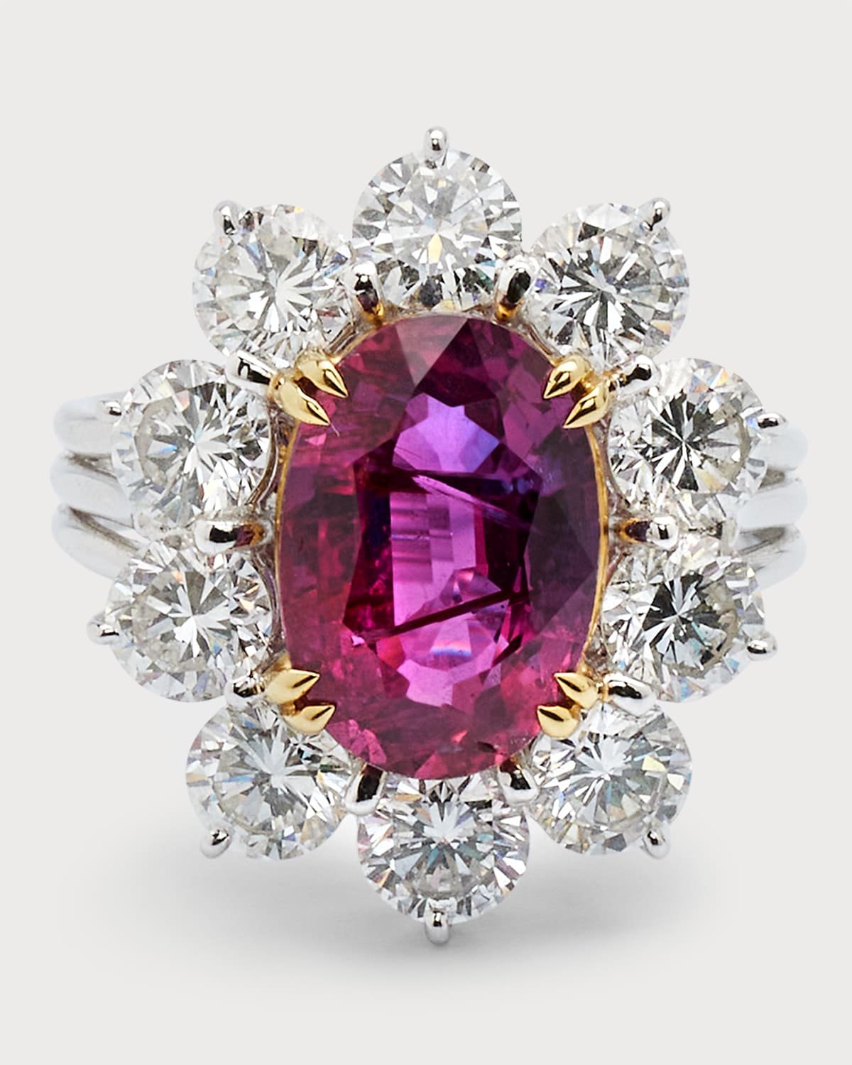 Alexander Laut 18K Gold Diamond and Ruby Ring, Size 5.75