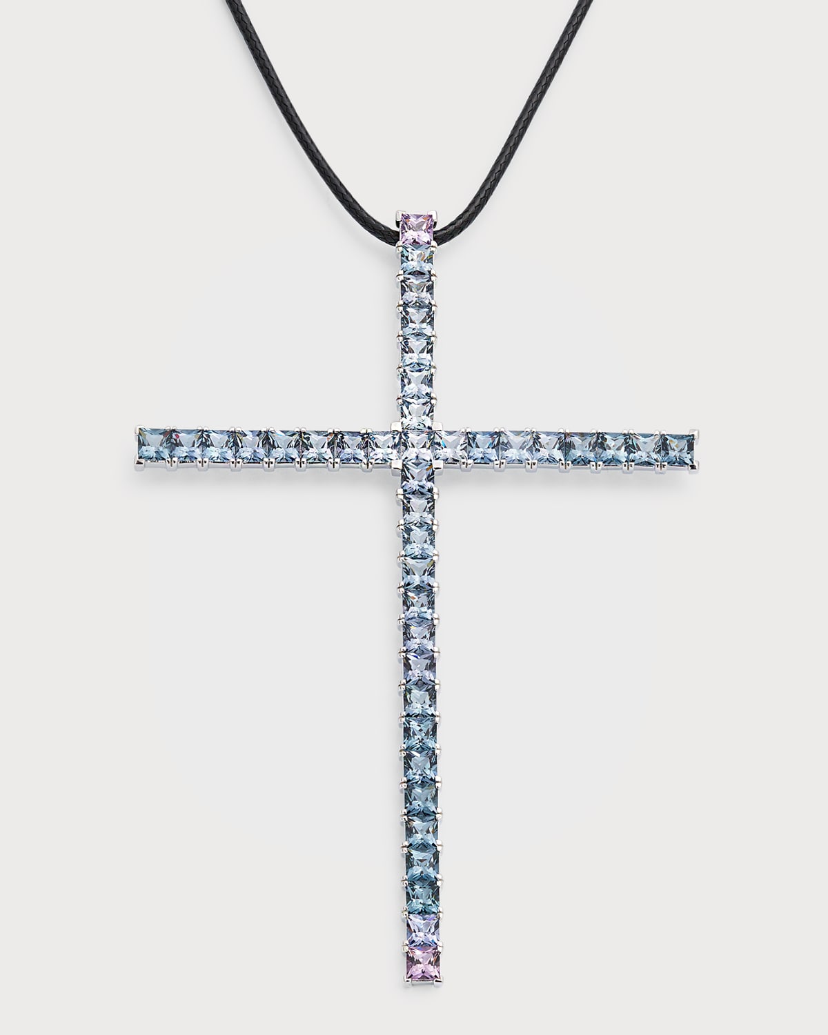 Alexander Laut 18k White Gold Spinel And Diamond Cross Pendant