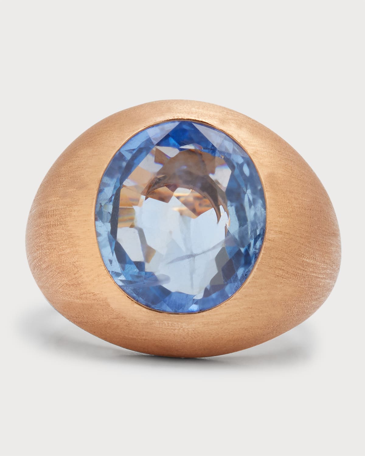 18K Rose Gold Blue Sapphire Ring, Size 6.5