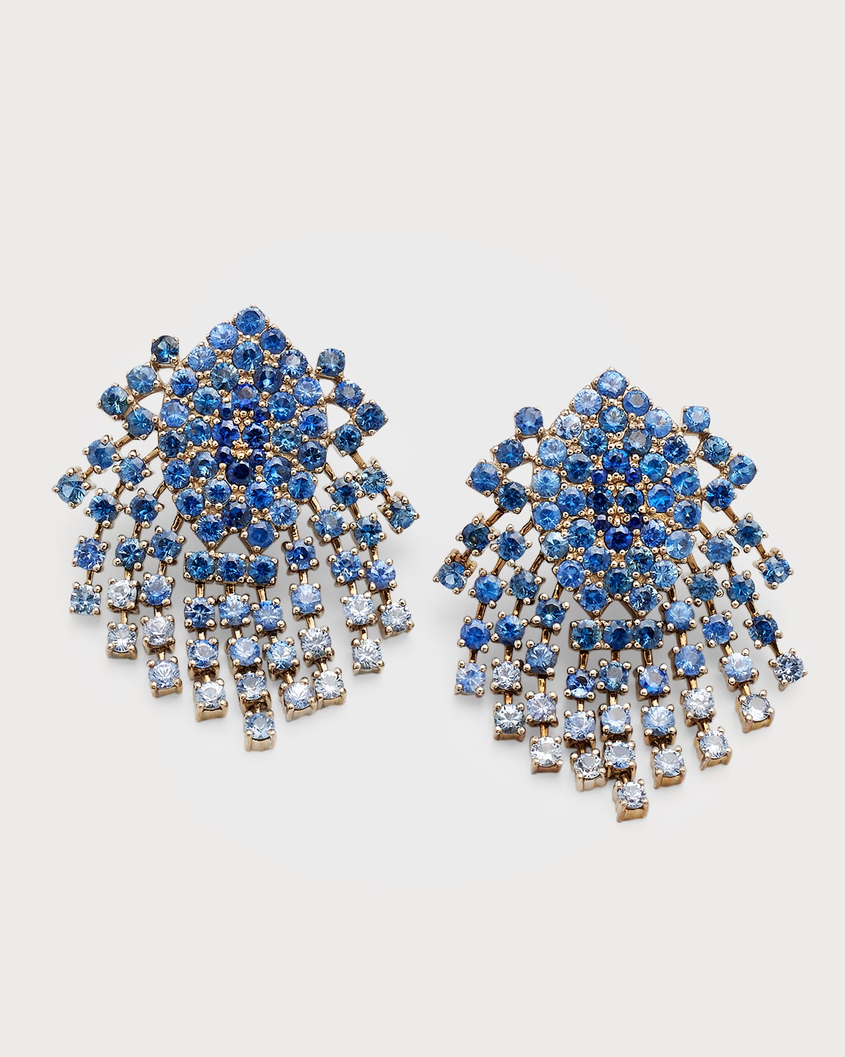 18K Yellow Gold Blue Sapphire Clip-On Earrings