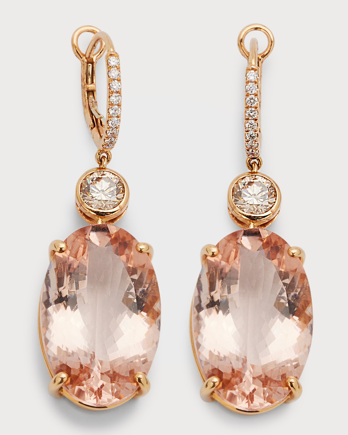 18K Rose Gold Earrings with VS/GH Diamonds and Morganite