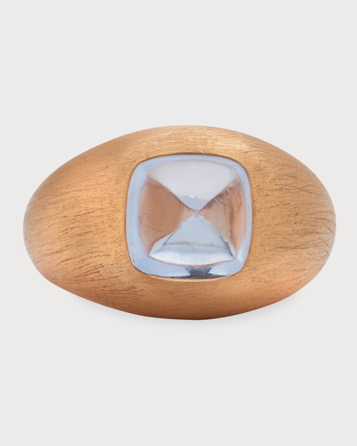 18K Rose Gold Sugarloaf Blue Sapphire Ring, Size 7