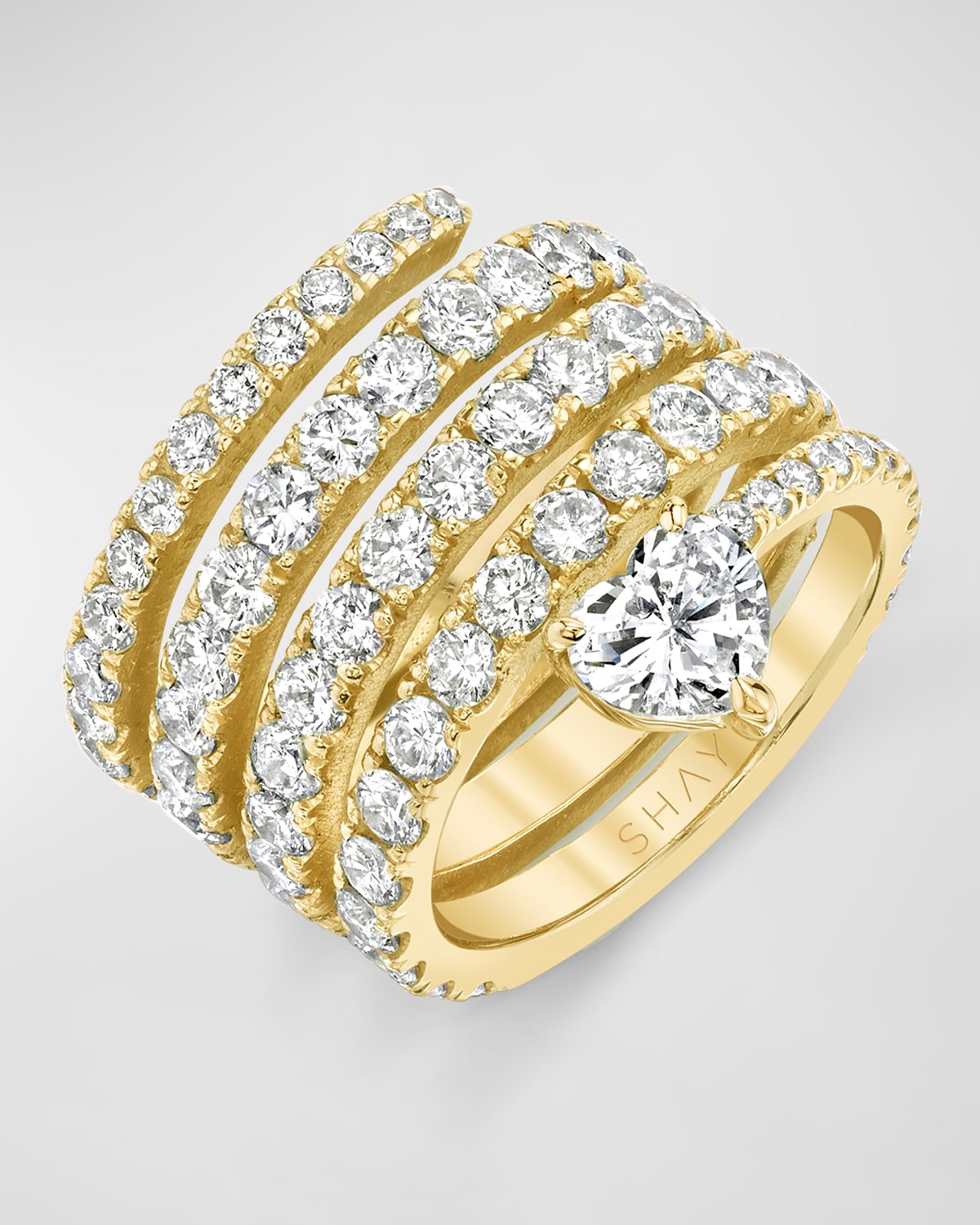 18k Yellow Gold Diamond Spiral Heart Pinky Ring, Size 3