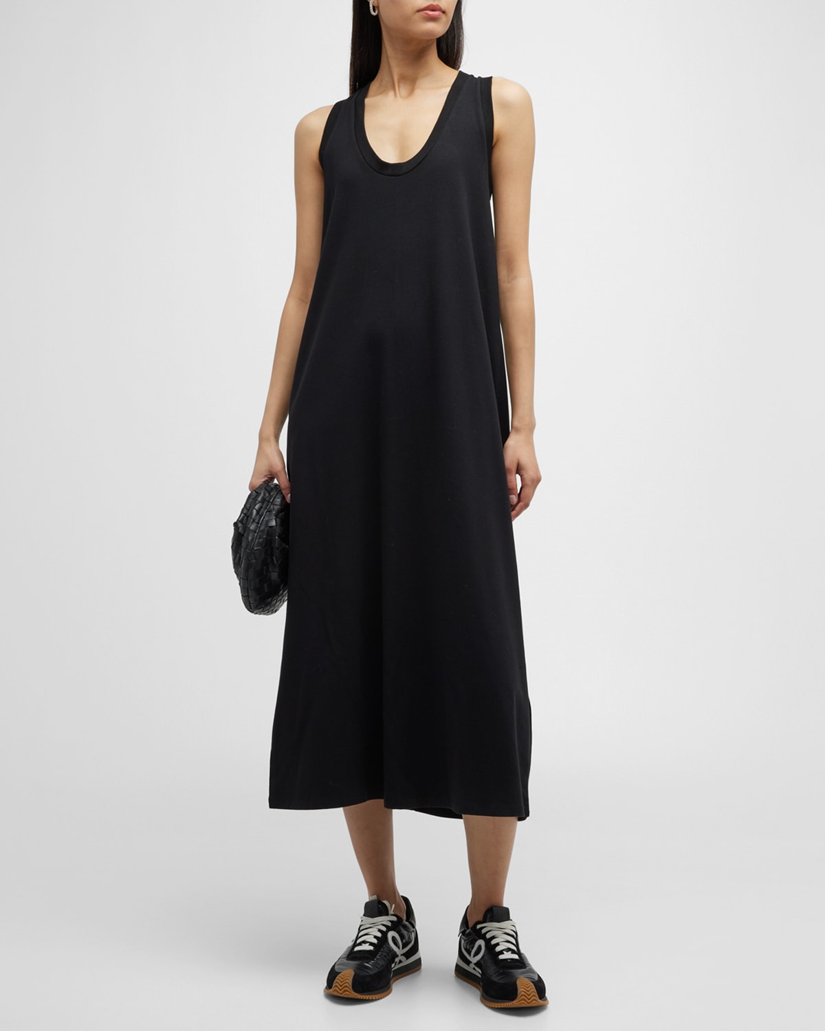 Max Mara Leisure Paraggi Cotton-blend Midi Dress In Black