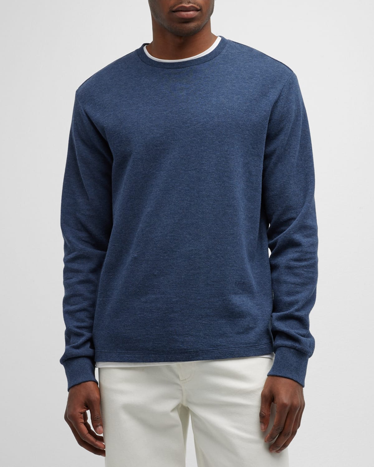 Shop Frame Men's Duo Fold Cotton Crew Sweater In Heather Mi
