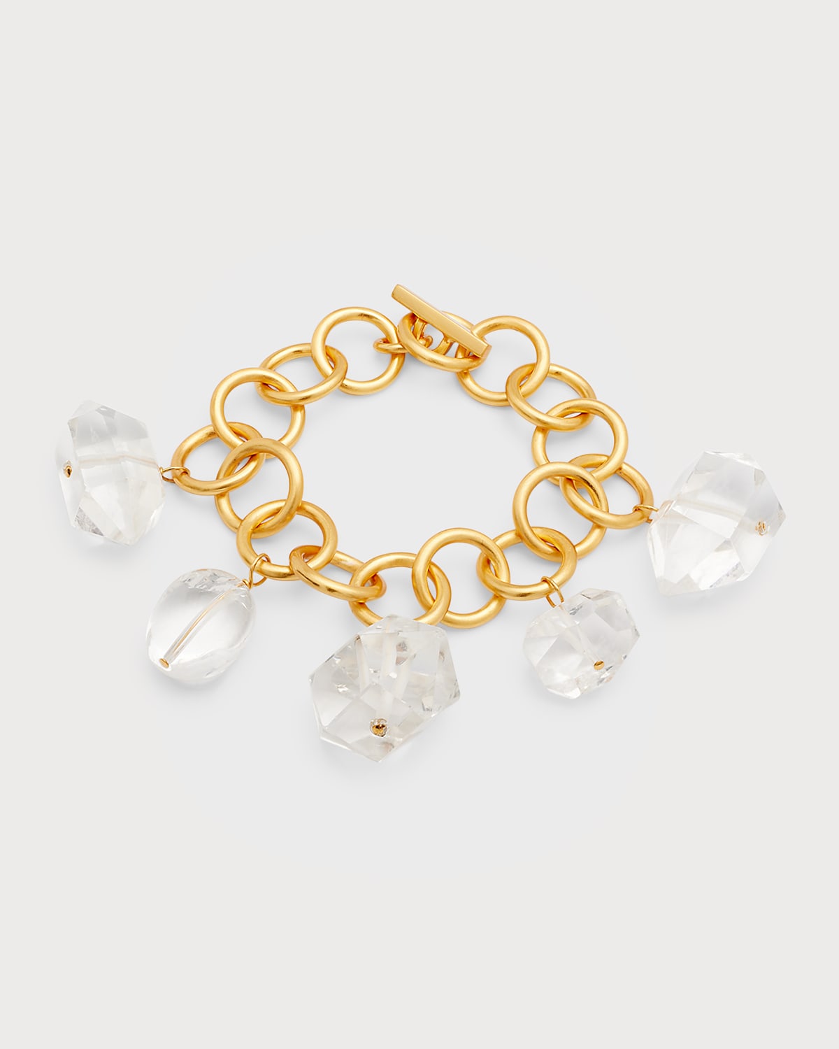 24k Gold-Plated Crystal Nugget Charm Bracelet
