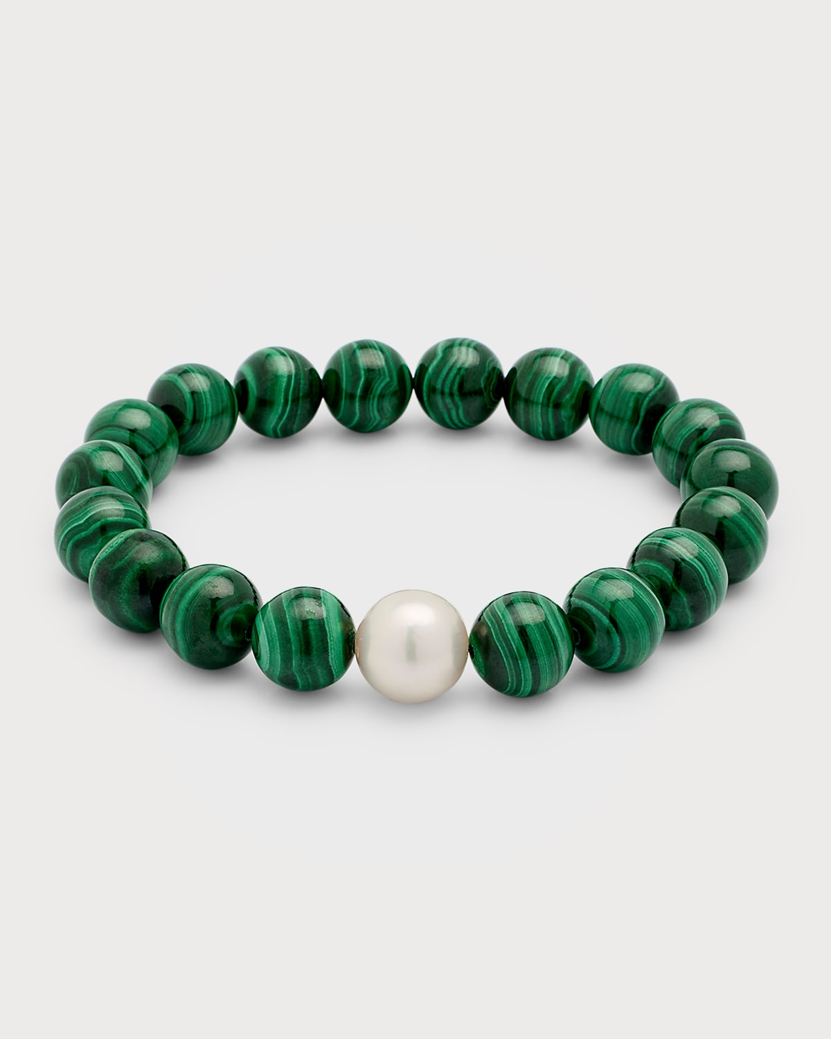 NEST Jewelry Malachite and Pearl Stretch Bracelet