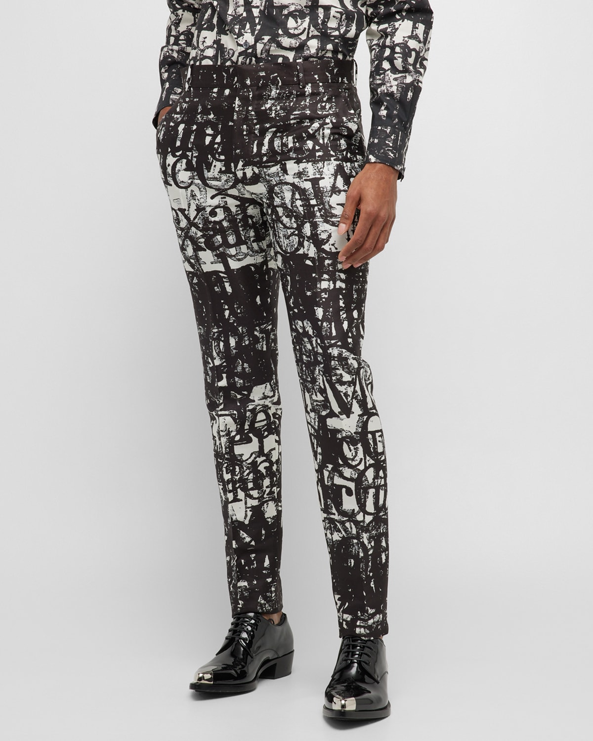 Men's Stamp-Print Tapered Trousers
