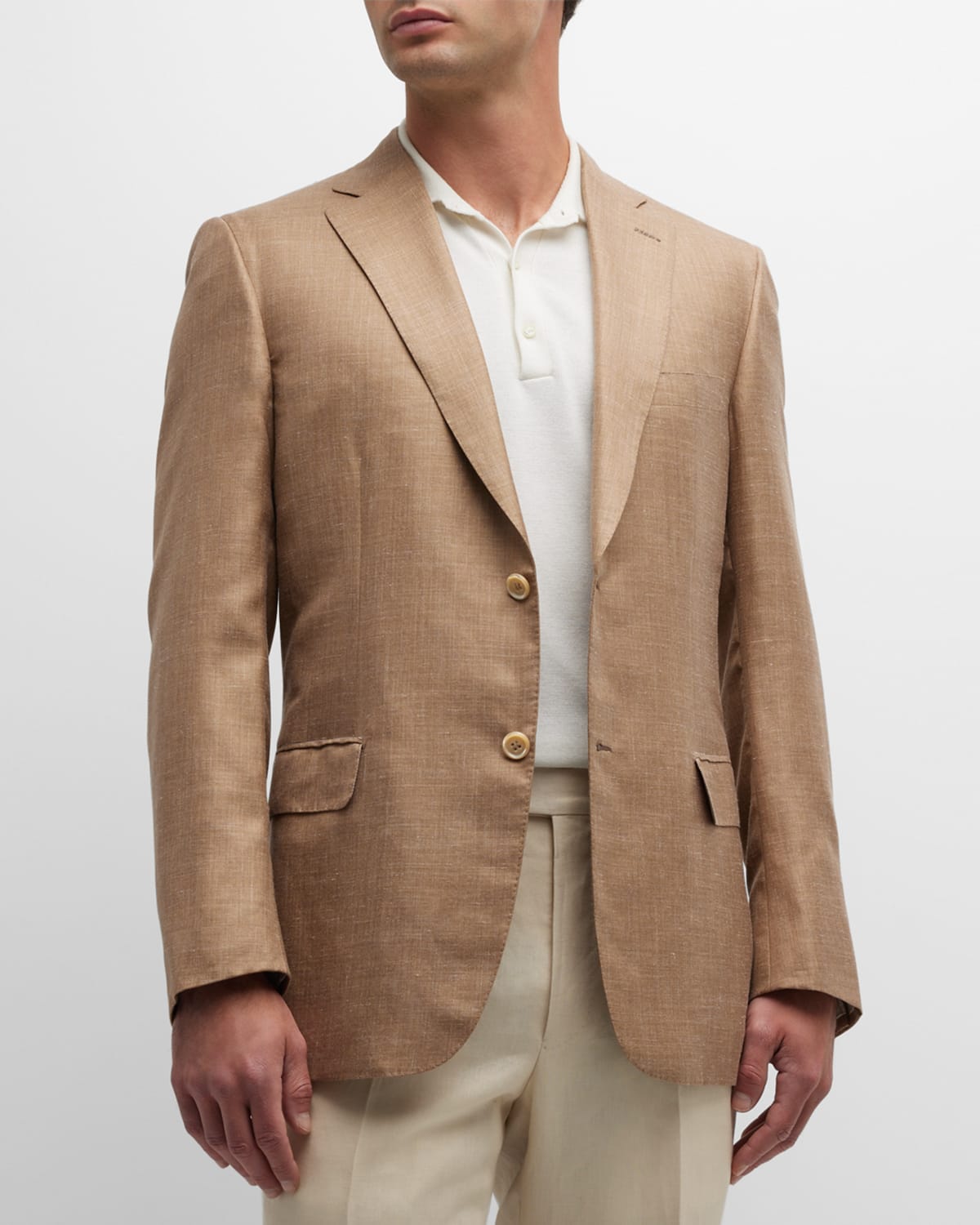 Men's Solid Silk-Blend Sport Jacket