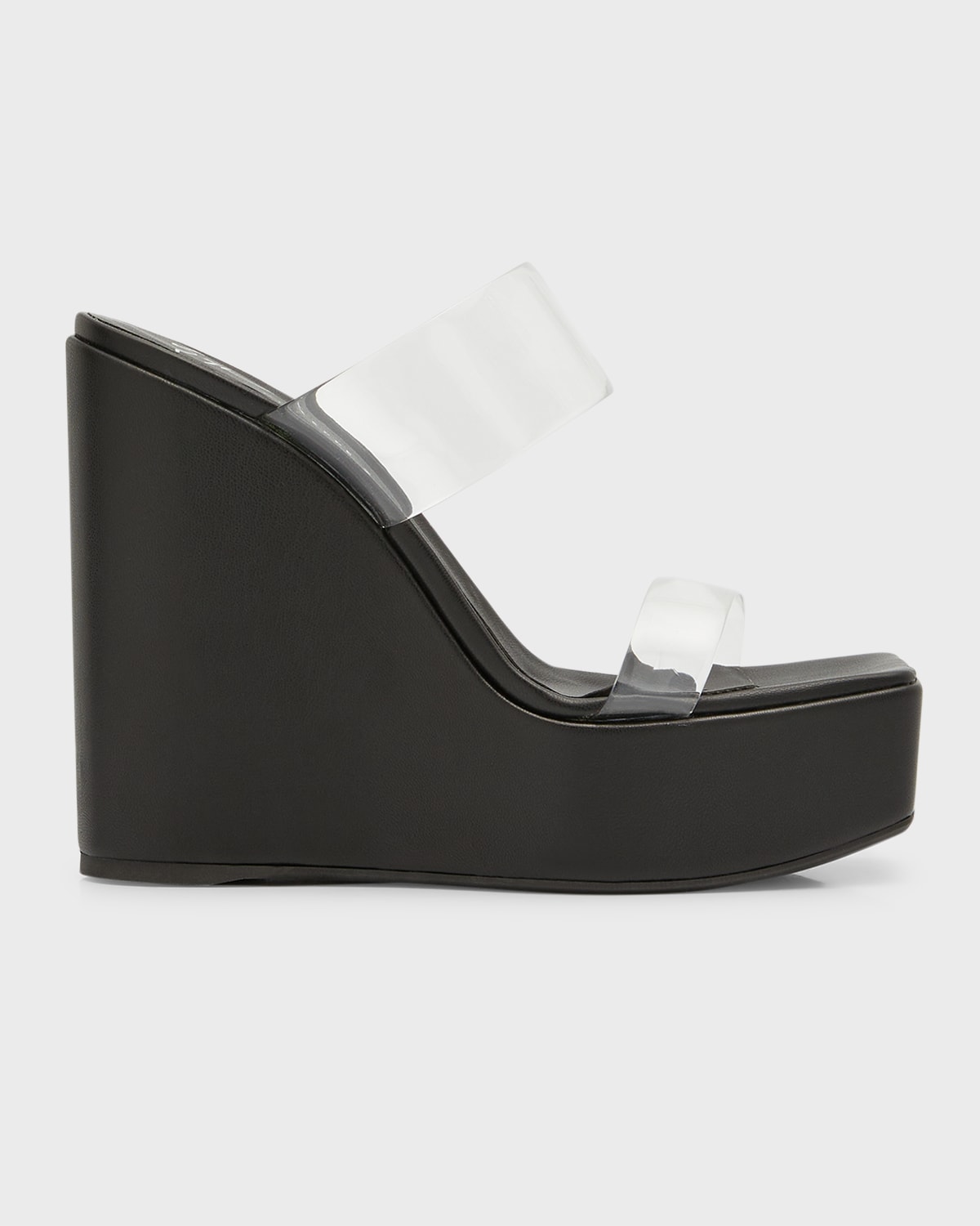 Giuseppe Zanotti Meissa Plexi 130mm Wedge Mules In Nero