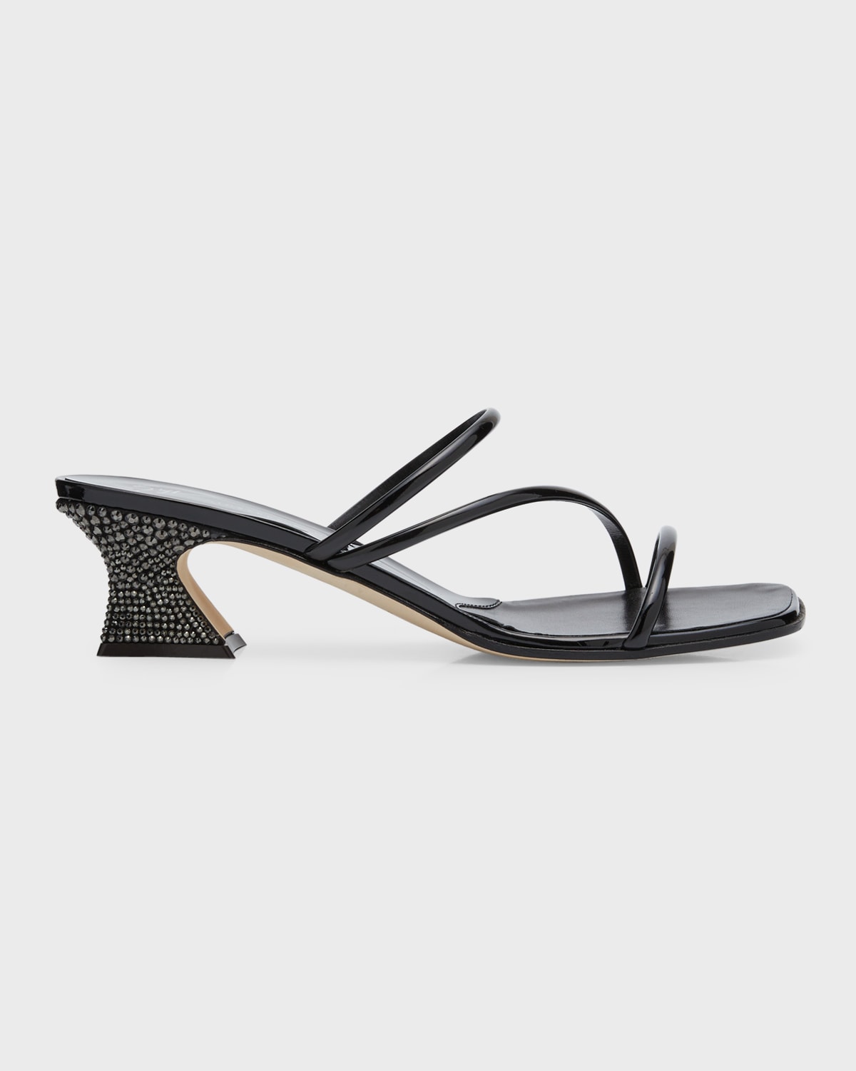 Shop Giuseppe Zanotti Metallic Crystal Three-band Slide Sandals In Black