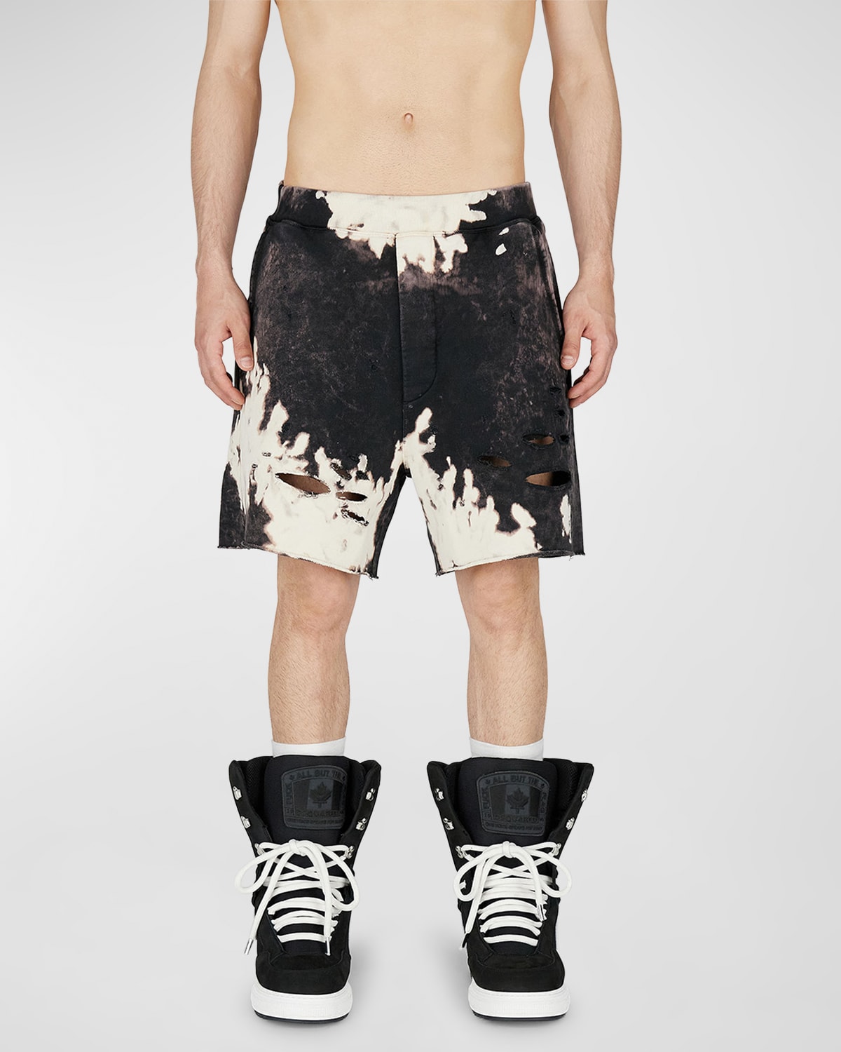 Men's Destroyed Tie-Dye Shorts