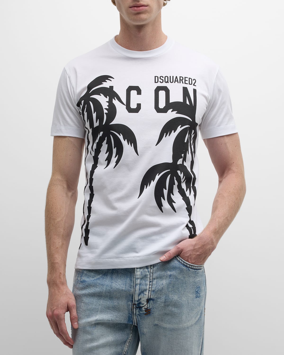 Shop Dsquared2 Men's Icon Palms Logo T-shirt In White