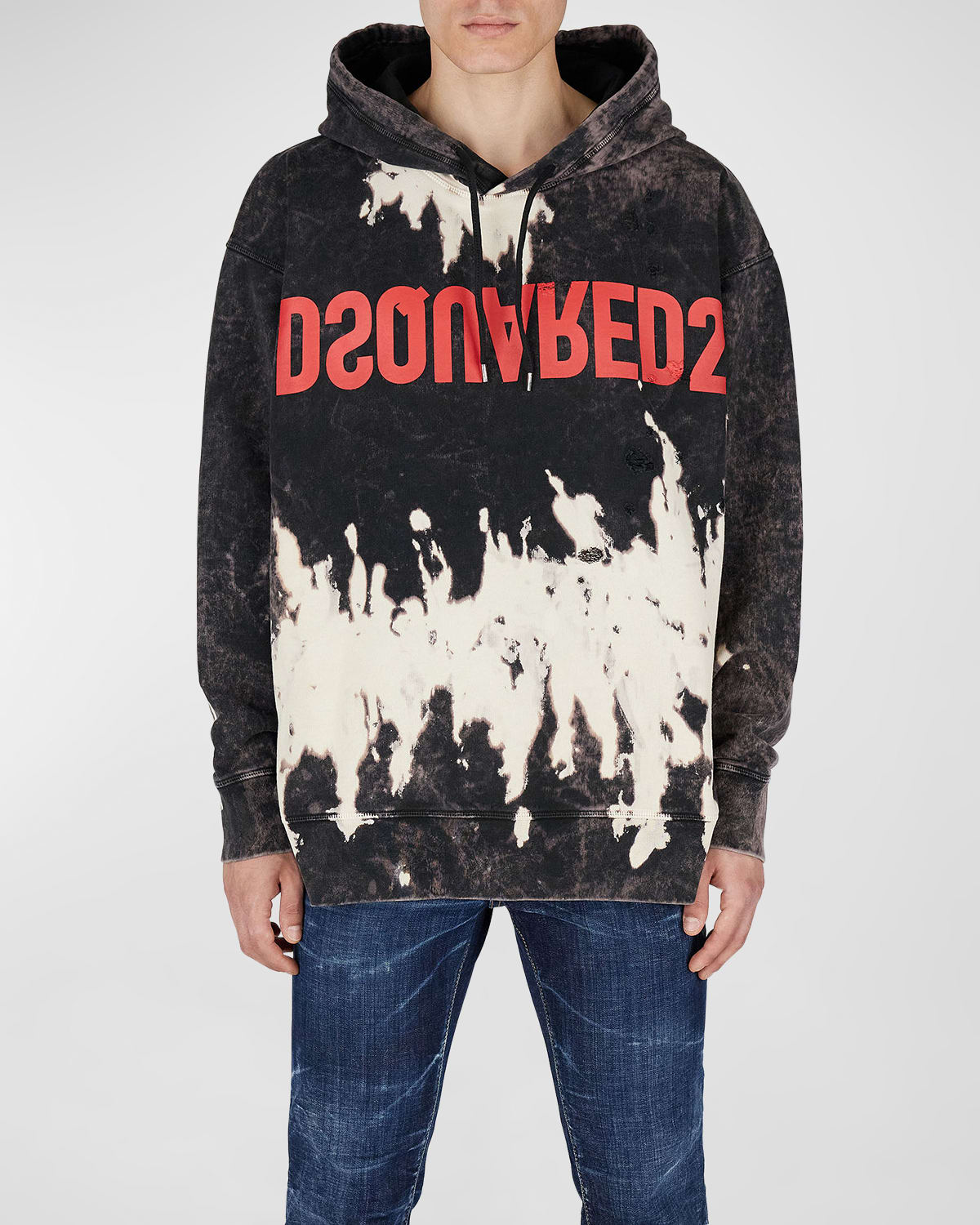 Dsquared2 Reverse Logo-print Bleached Hoodie In Multicolou