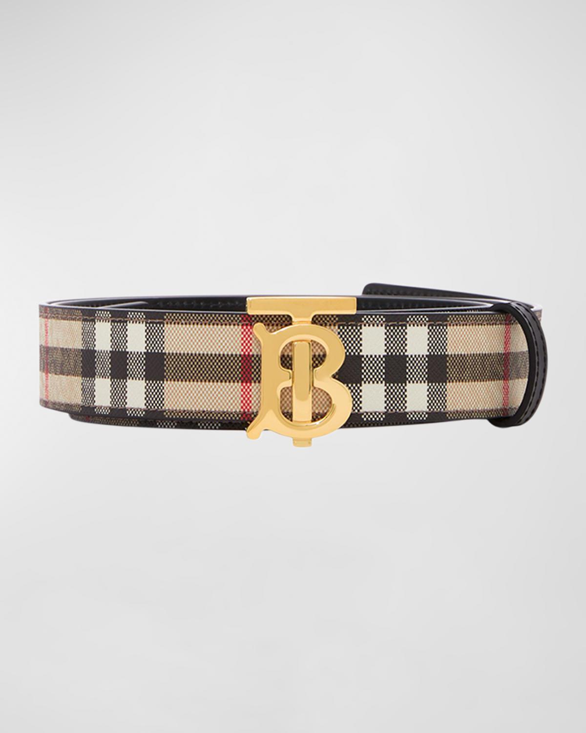 Burberry Unisex TB Check Belt Archive Beige S Check TB Belt in Archive beige/light gold - Women | Burberry  main image 3