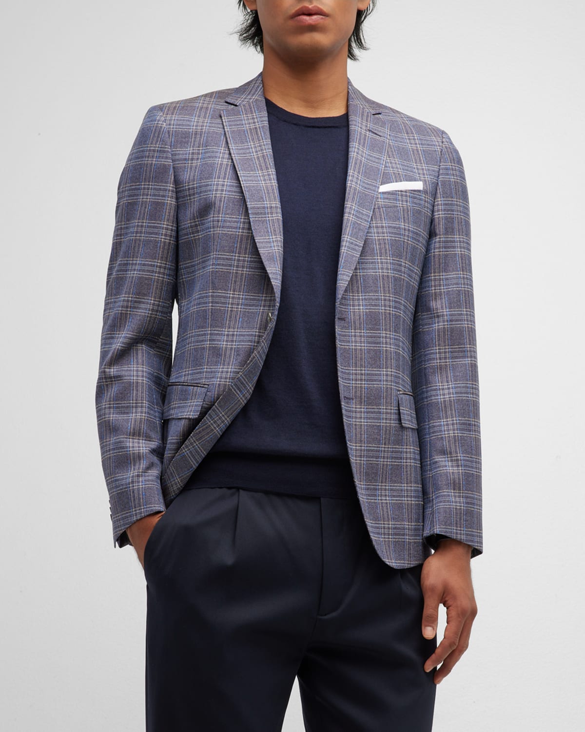 Shop Hugo Boss Men's Wool Plaid Sport Coat In Blue Plaid